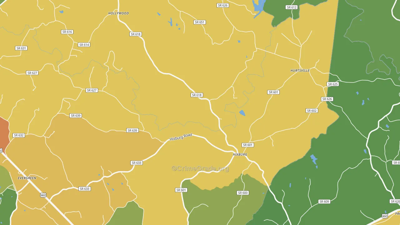 Hixburg, VA Map of Drug-Related Crime Rates
