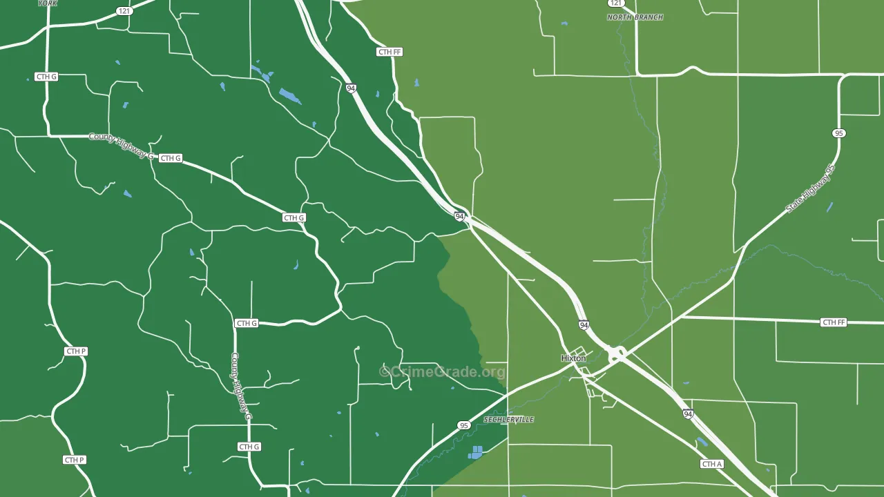 Hixton, WI Map of Drug-Related Crime Rates