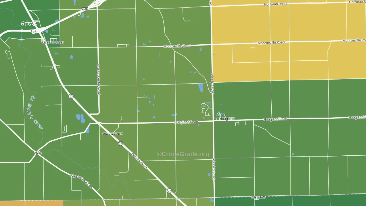 Hoagland, IN Map of Drug-Related Crime Rates