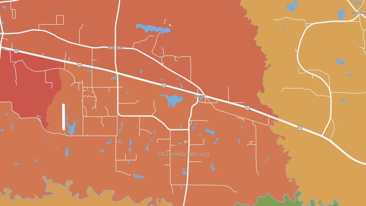 Hoard, TX Map of Drug-Related Crime Rates