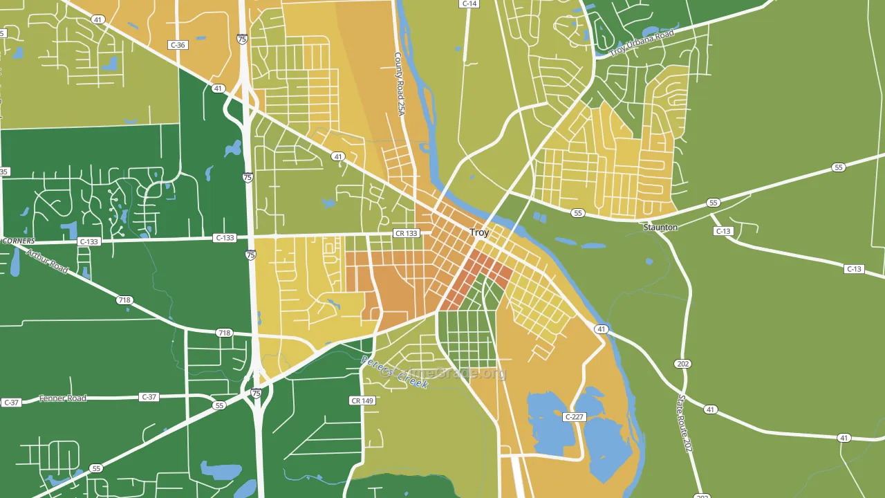 Hobart Circle Historic District, Troy, OH Map of Drug-Related Crime Rates