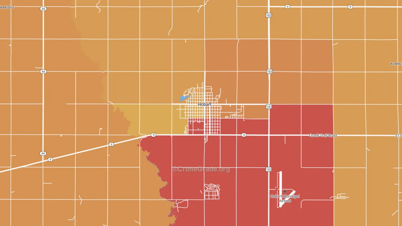 Hobart, OK Map of Drug-Related Crime Rates