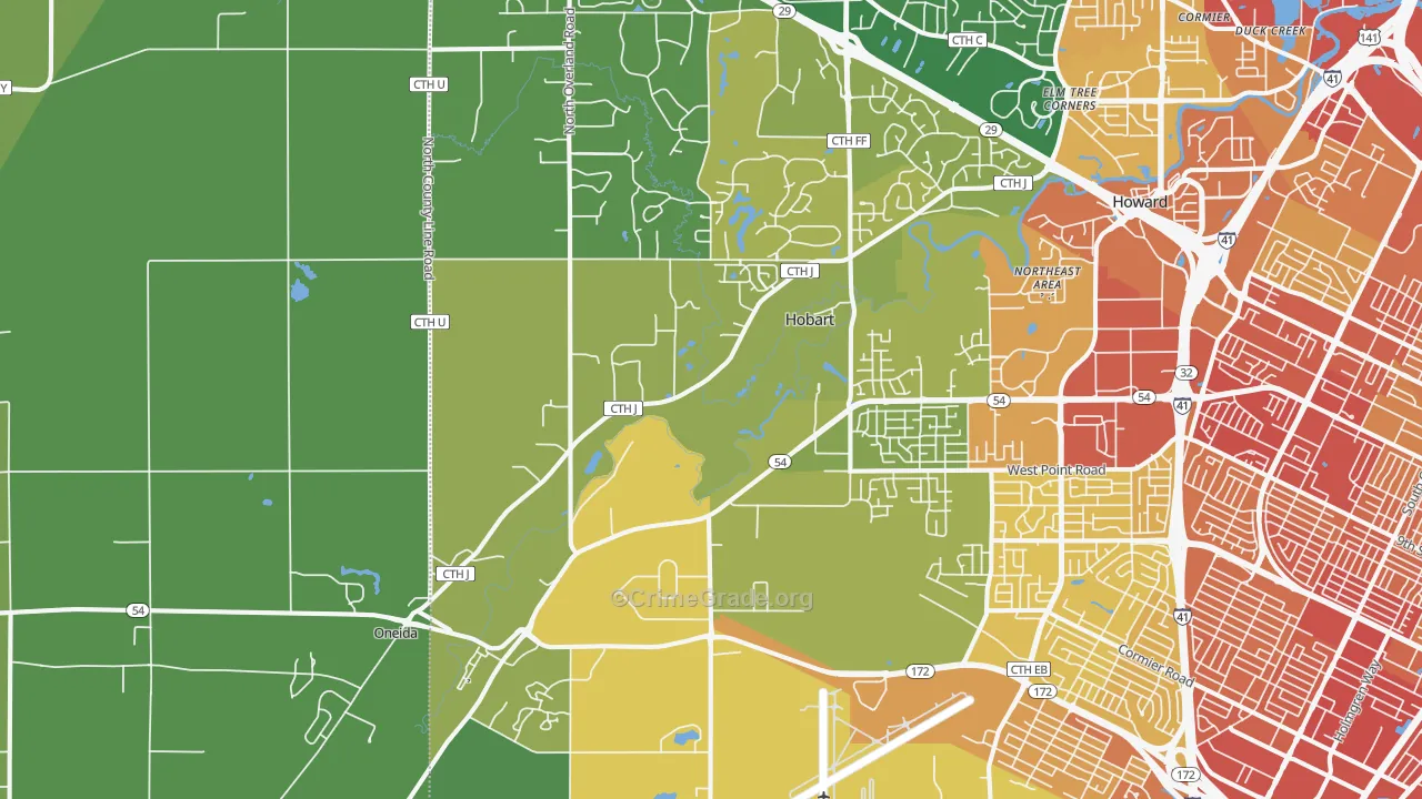 Hobart, WI Map of Drug-Related Crime Rates
