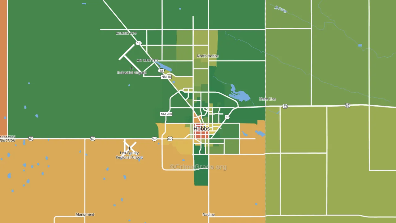 Hobbs, NM Map of Drug-Related Crime Rates