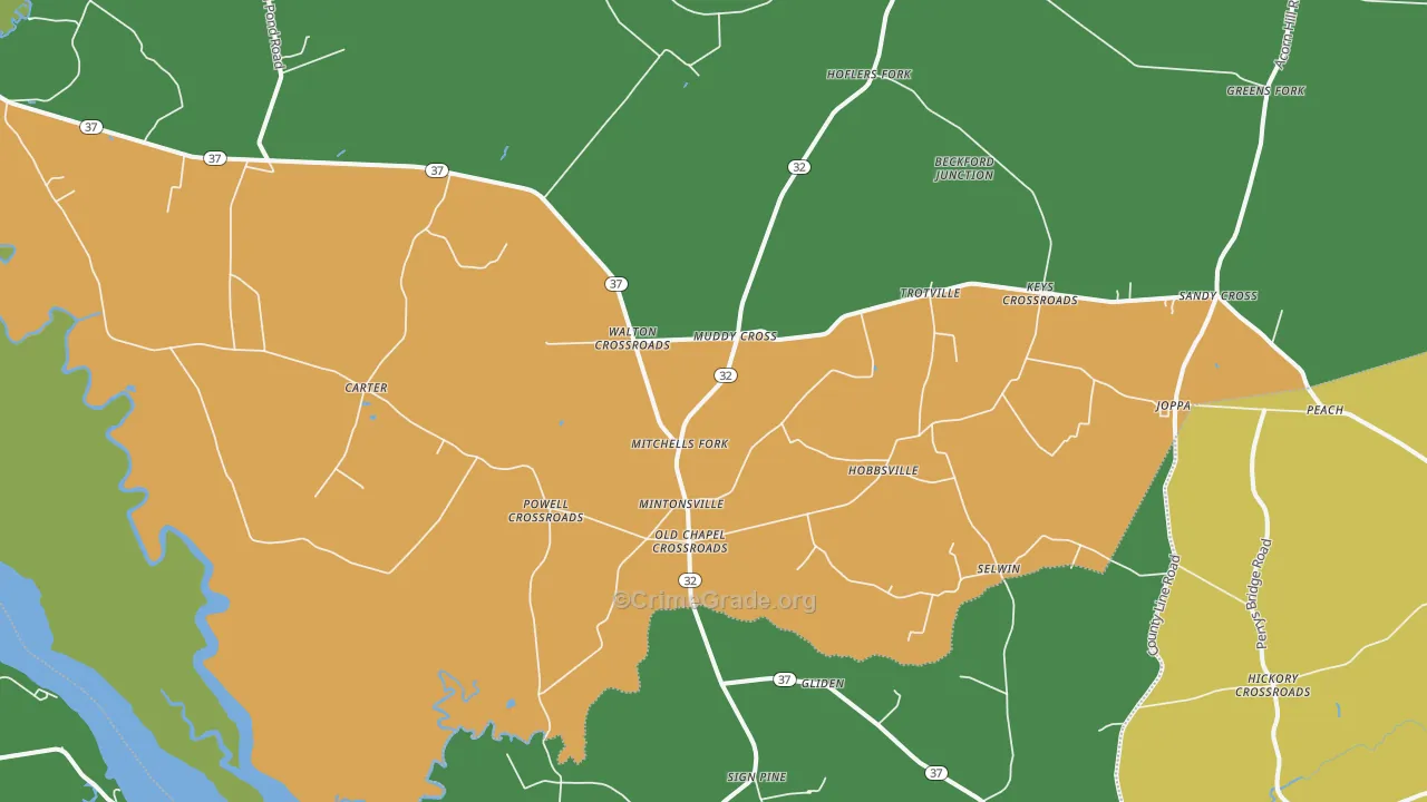 Hobbsville, NC Map of Drug-Related Crime Rates