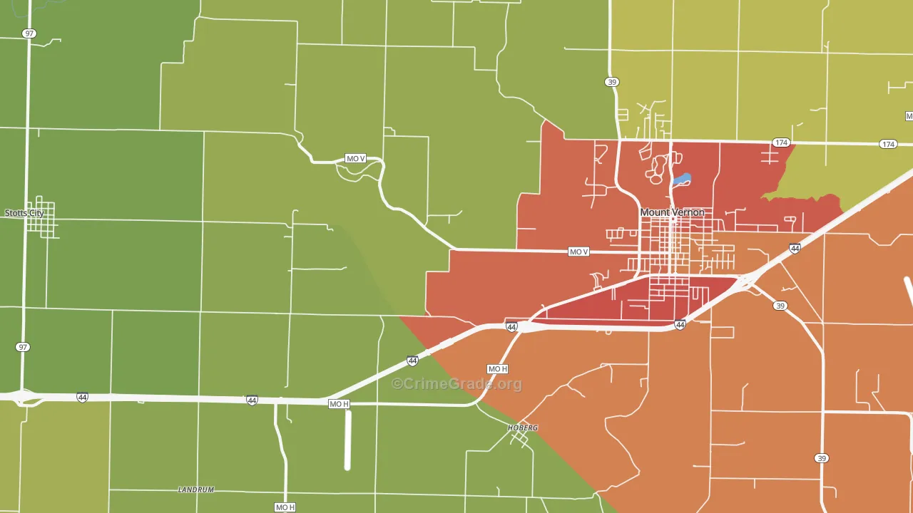 Hoberg, MO Map of Drug-Related Crime Rates