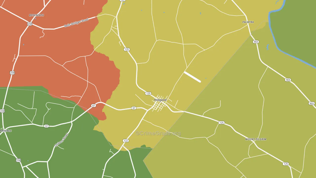 Hobgood, NC Map of Drug-Related Crime Rates