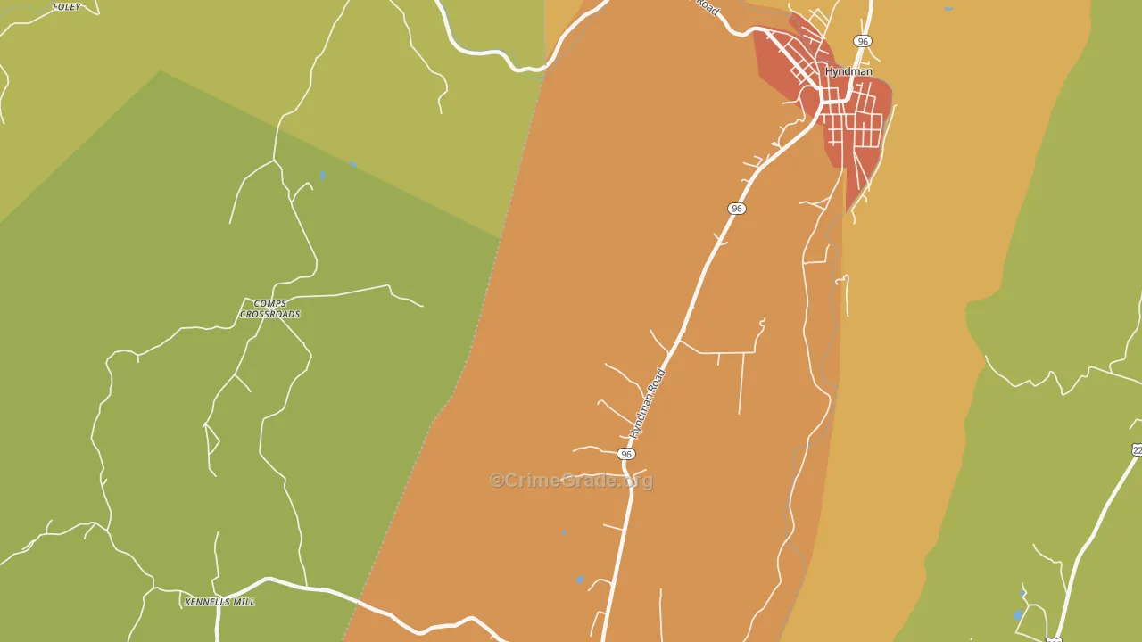 Hoblitzell, PA Map of Drug-Related Crime Rates