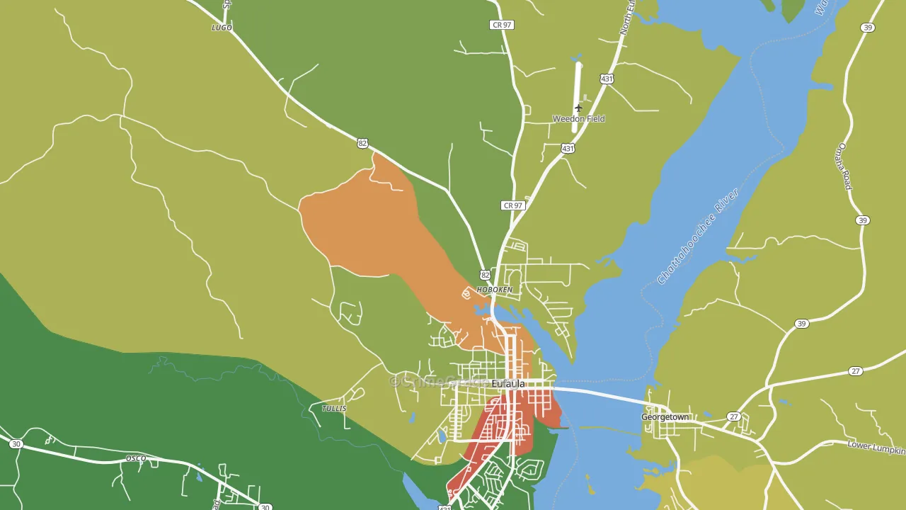 Hoboken, AL Map of Drug-Related Crime Rates