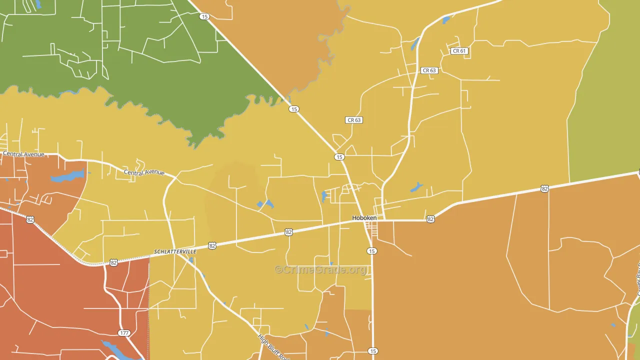 Hoboken, GA Map of Drug-Related Crime Rates