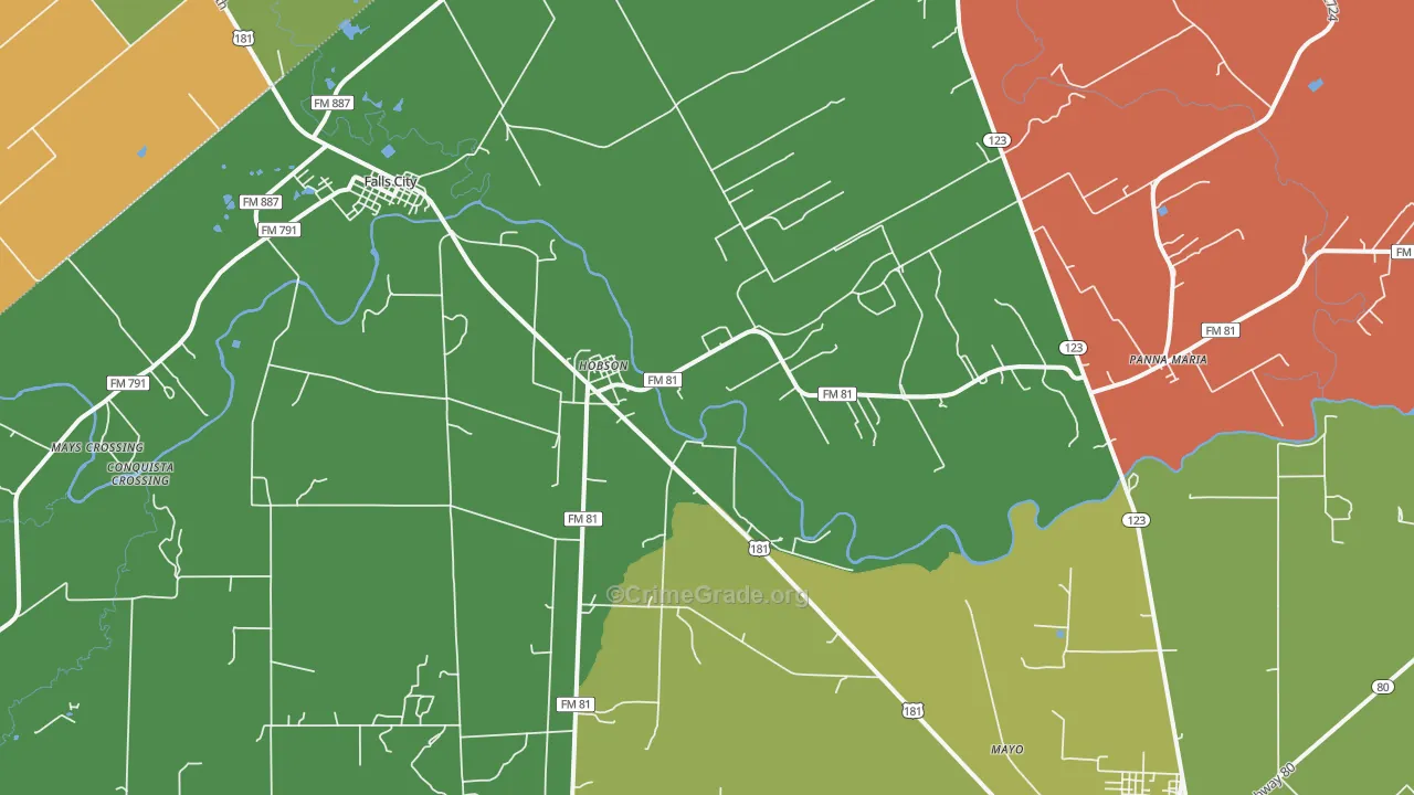 Hobson, TX Map of Drug-Related Crime Rates