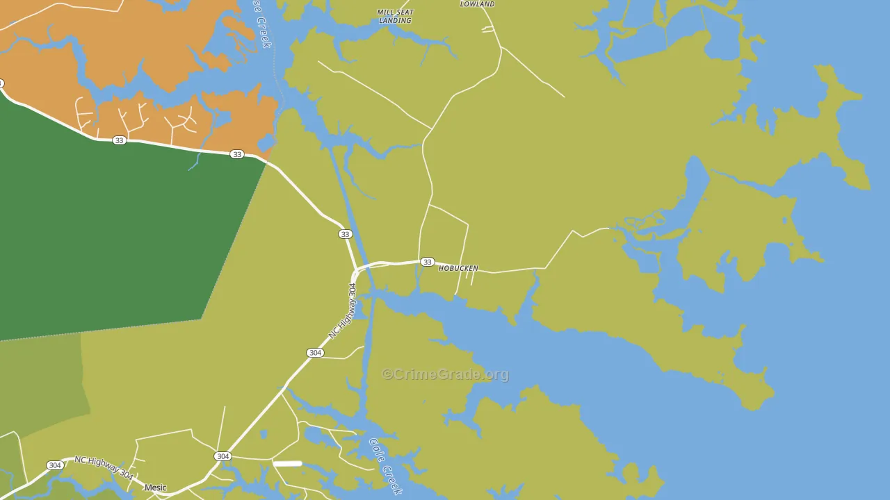 Hobucken, NC Map of Drug-Related Crime Rates