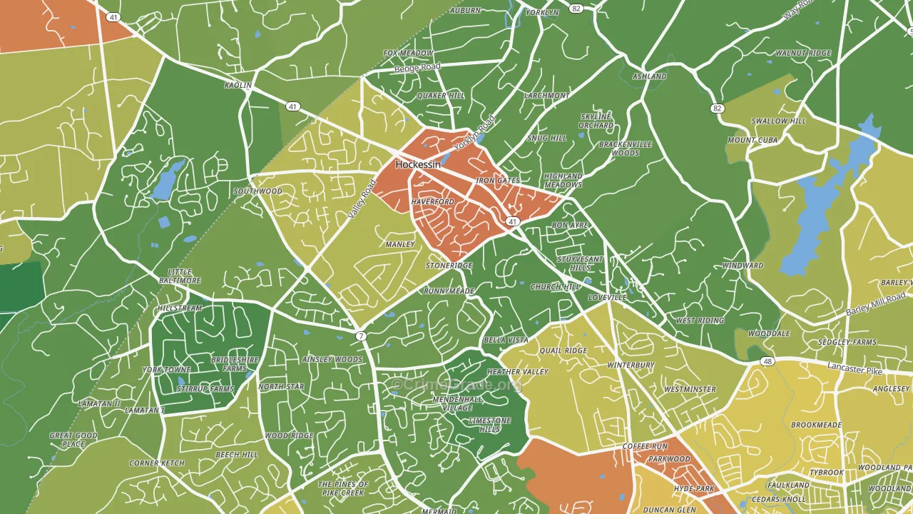 Hockessin, DE Map of Drug-Related Crime Rates