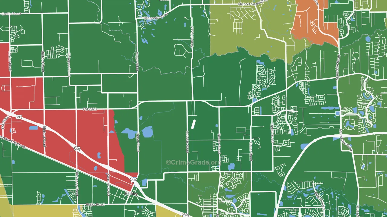 Hockley, TX Map of Drug-Related Crime Rates