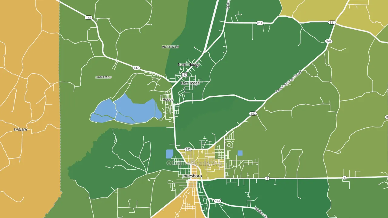 Hodge, LA Map of Drug-Related Crime Rates