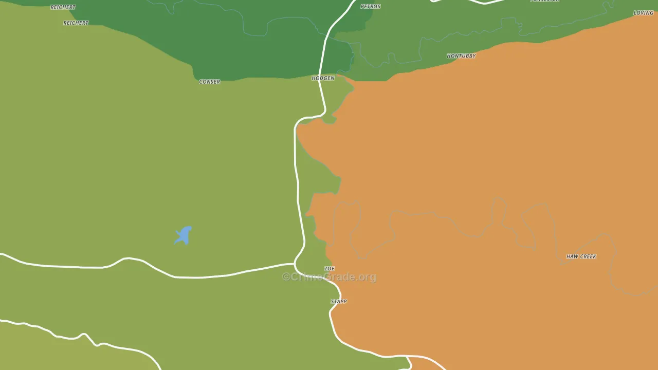 Hodgen, OK Map of Drug-Related Crime Rates