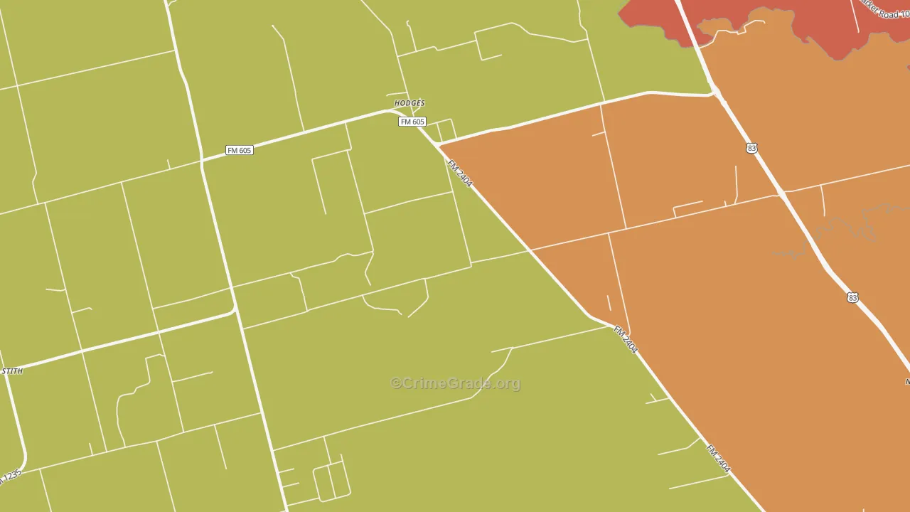 Hodges, TX Map of Drug-Related Crime Rates