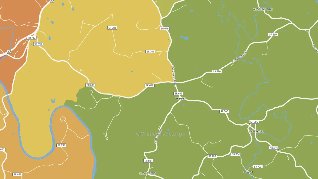 Hodges, VA Map of Drug-Related Crime Rates