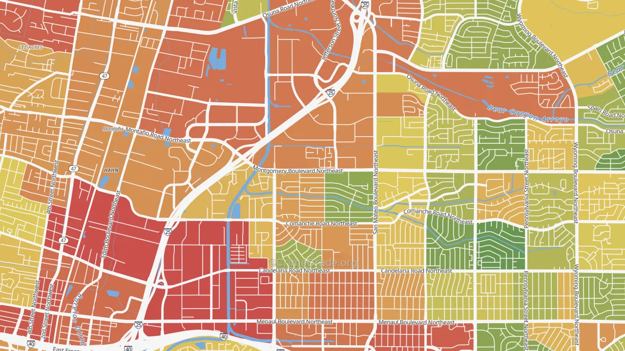 Hodgin, Albuquerque, NM Map of Drug-Related Crime Rates