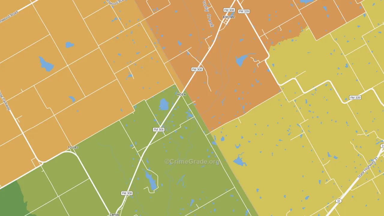 Hoen, TX Map of Drug-Related Crime Rates
