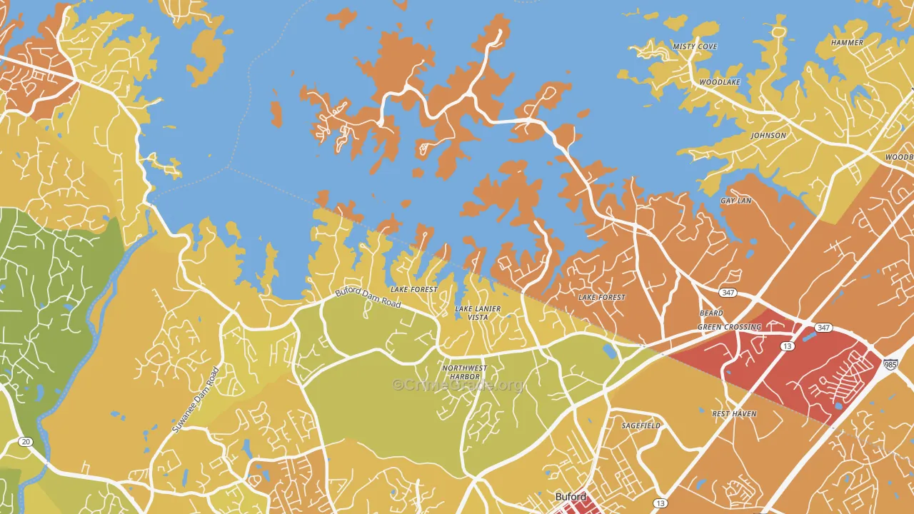 Hog Mountain, GA Map of Drug-Related Crime Rates