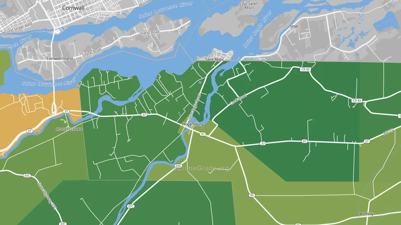 Hogansburg, NY Map of Drug-Related Crime Rates