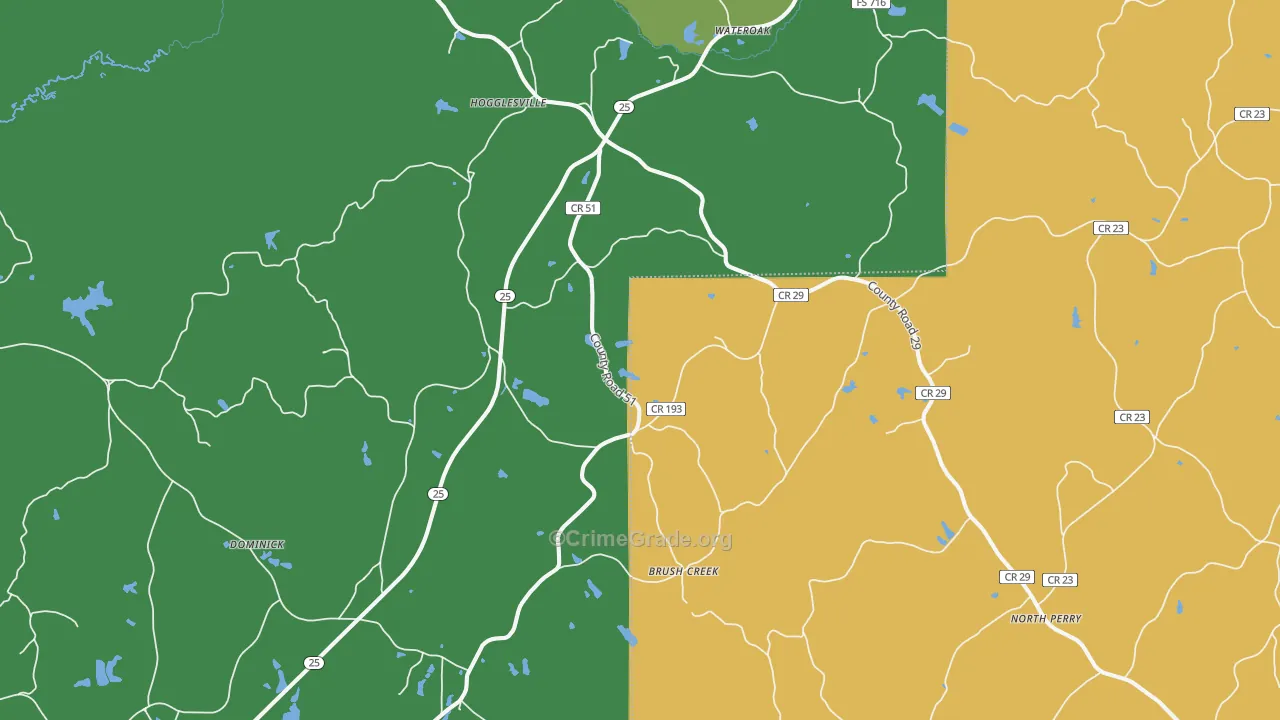 Hogglesville, AL Map of Drug-Related Crime Rates