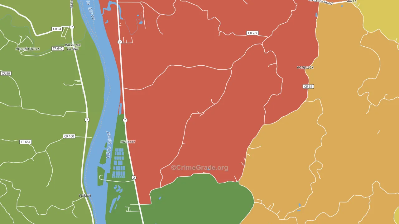 Hogsett, WV Map of Drug-Related Crime Rates