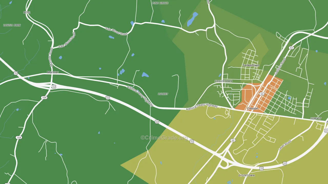 Hoguetown, PA Map of Drug-Related Crime Rates