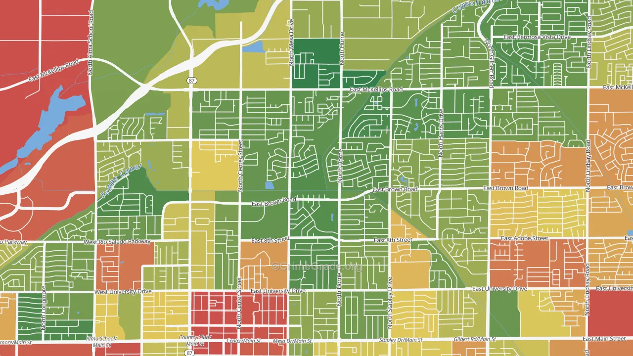 Hohokam Village, Mesa, AZ Map of Drug-Related Crime Rates