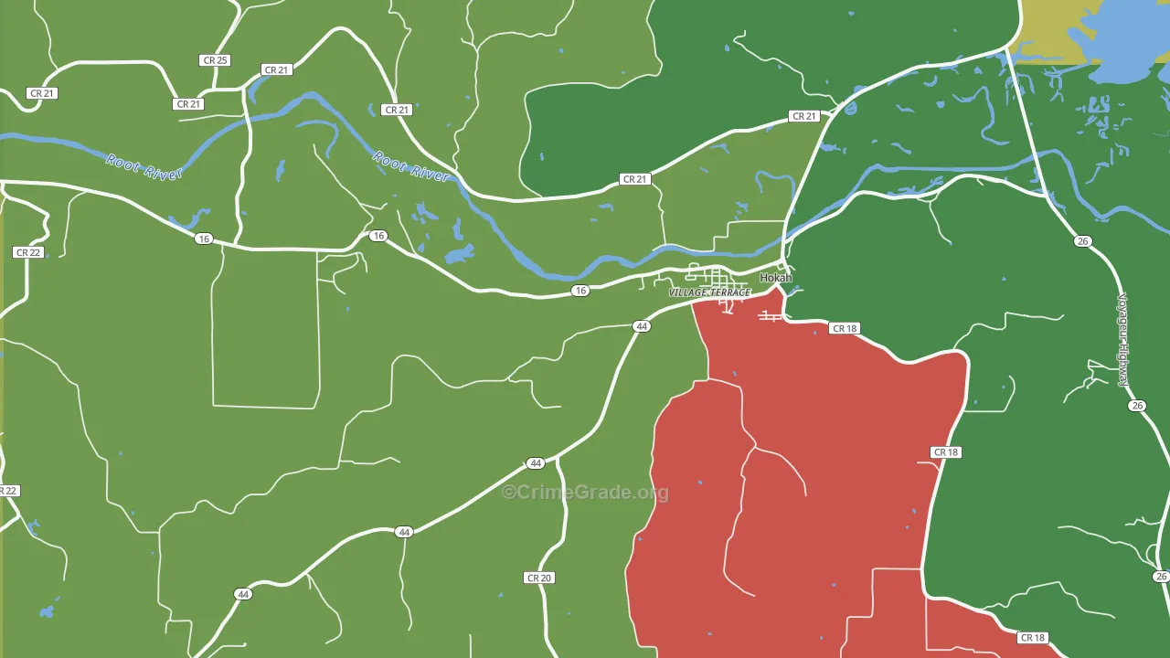 Hokah, MN Map of Drug-Related Crime Rates
