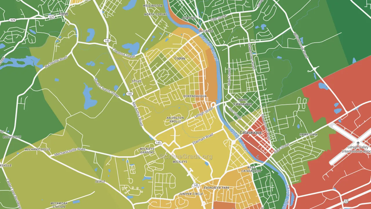 Hokendauqua, PA Map of Drug-Related Crime Rates