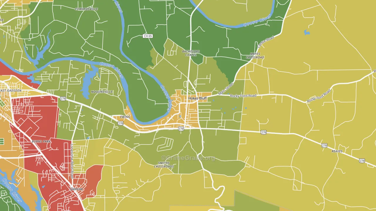 Hokes Bluff, AL Map of Drug-Related Crime Rates