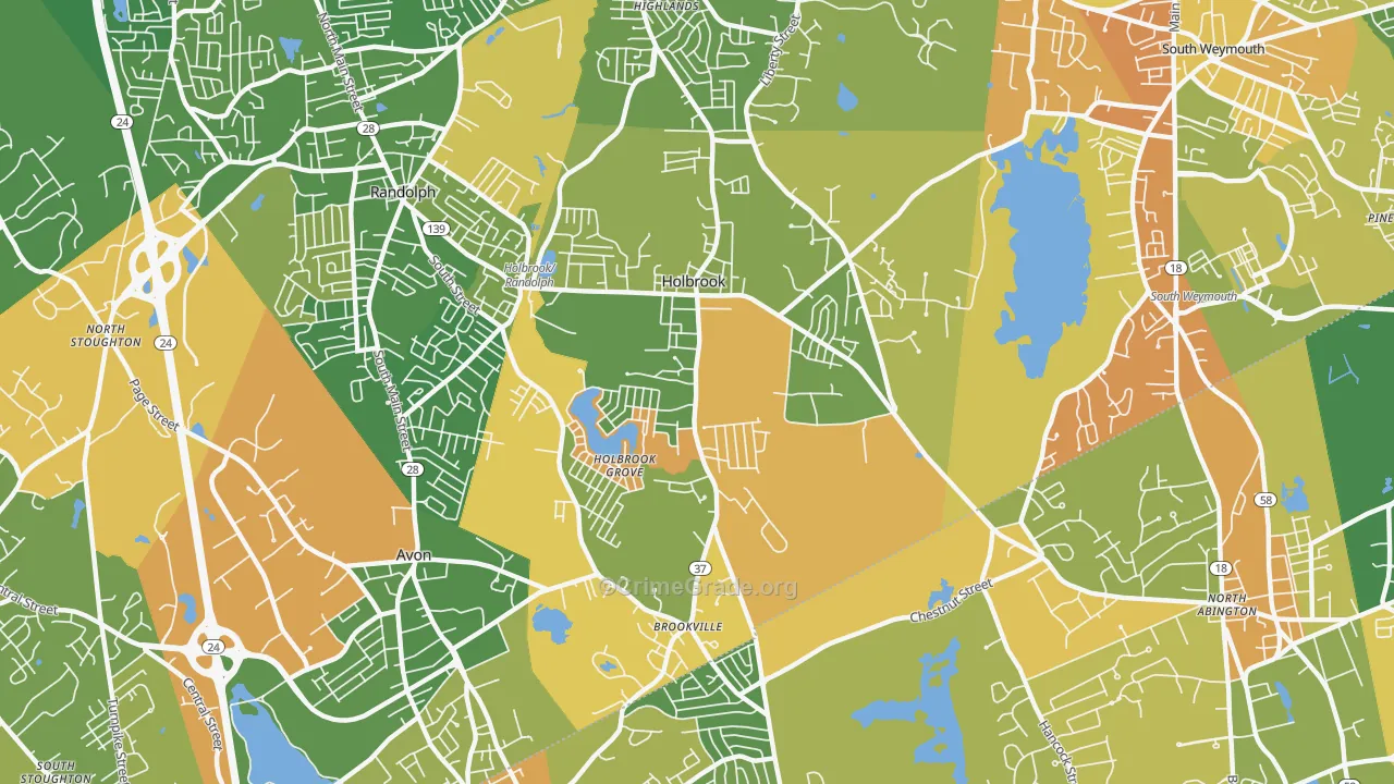 Holbrook, MA Map of Drug-Related Crime Rates