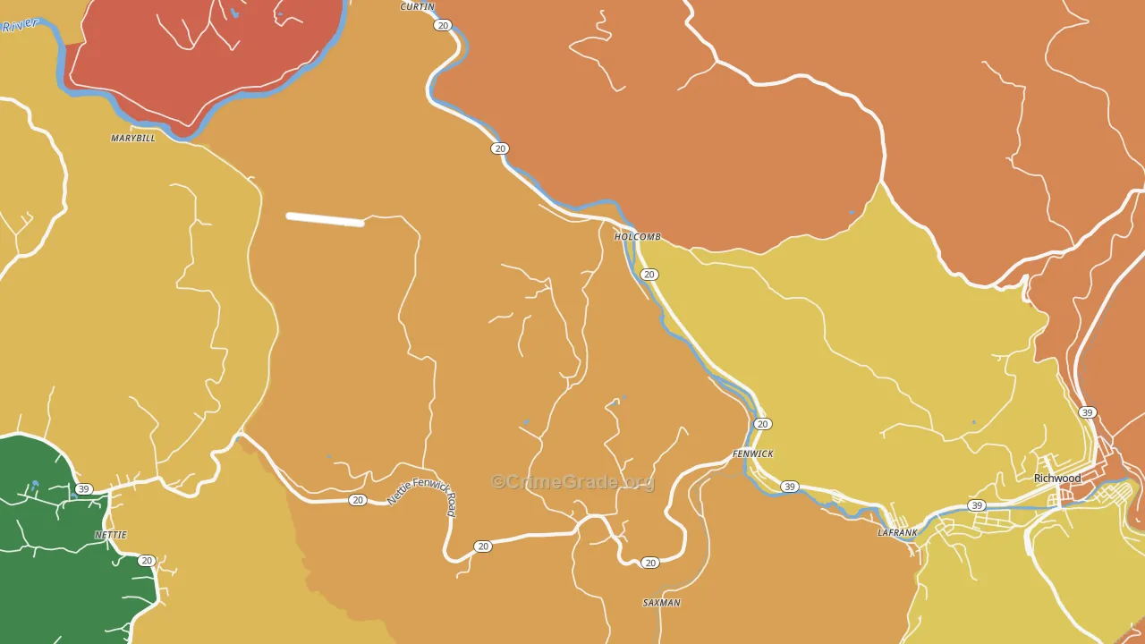 Holcomb, WV Map of Drug-Related Crime Rates