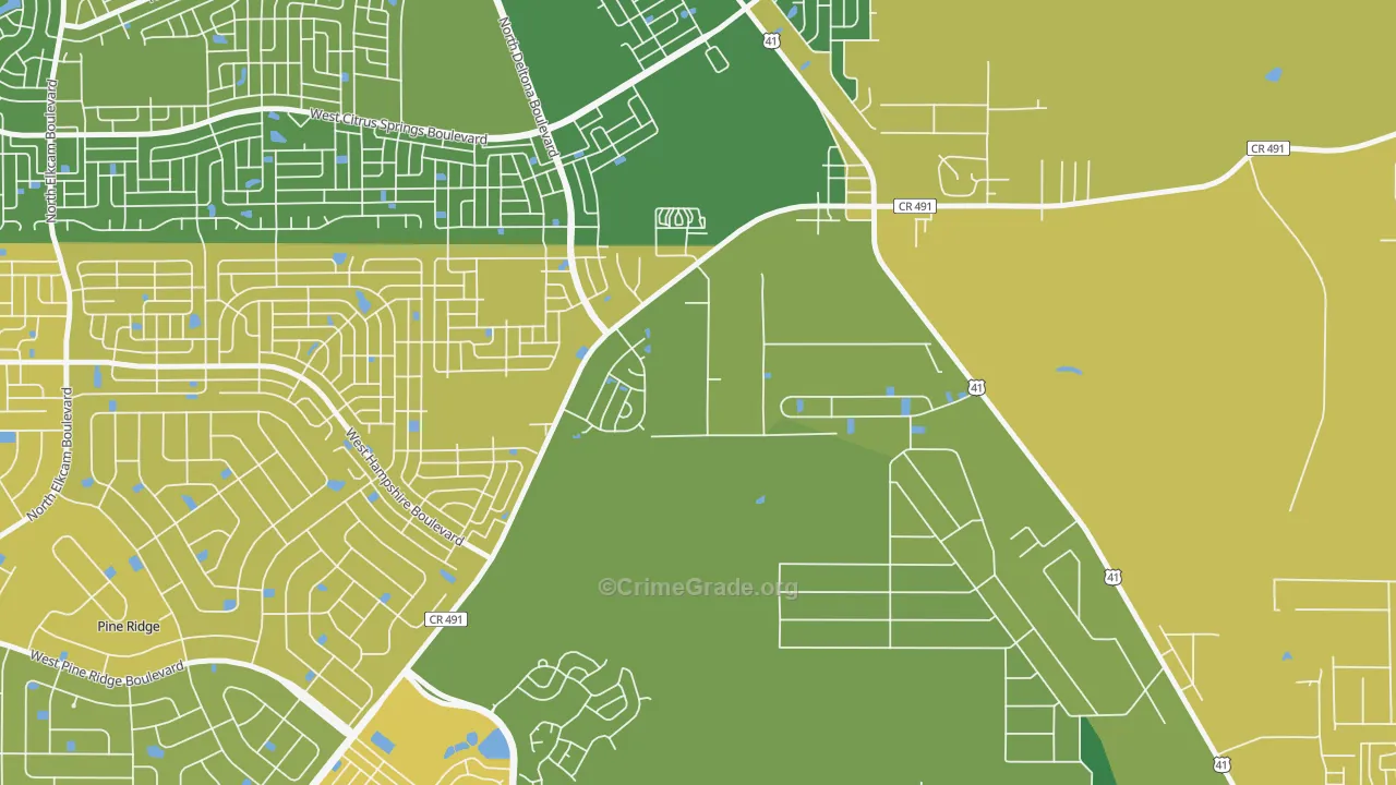 Holder, FL Map of Drug-Related Crime Rates