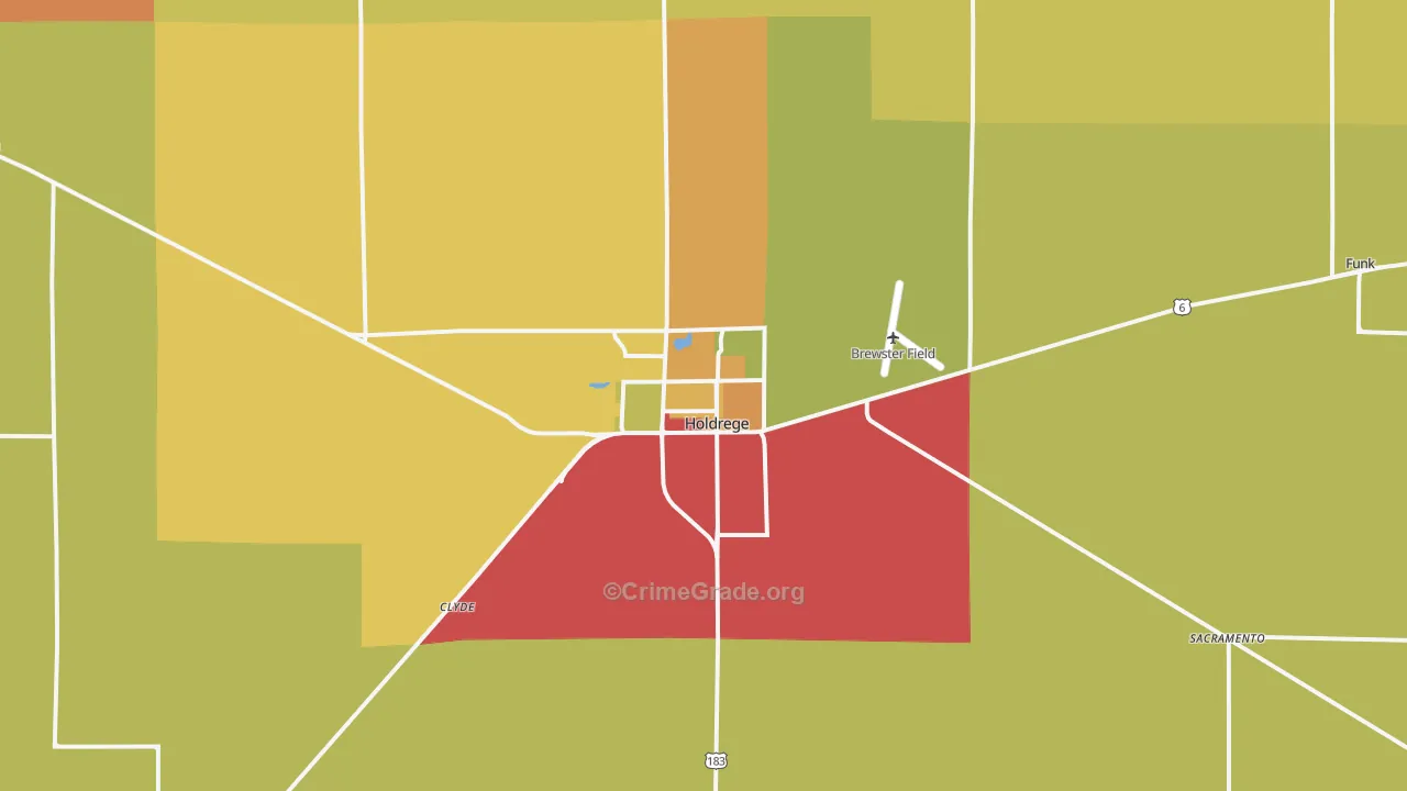 Holdrege, NE Map of Drug-Related Crime Rates