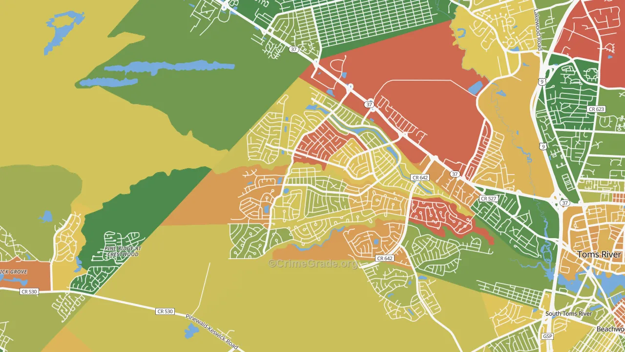 Holiday City-Berkeley, NJ Map of Drug-Related Crime Rates