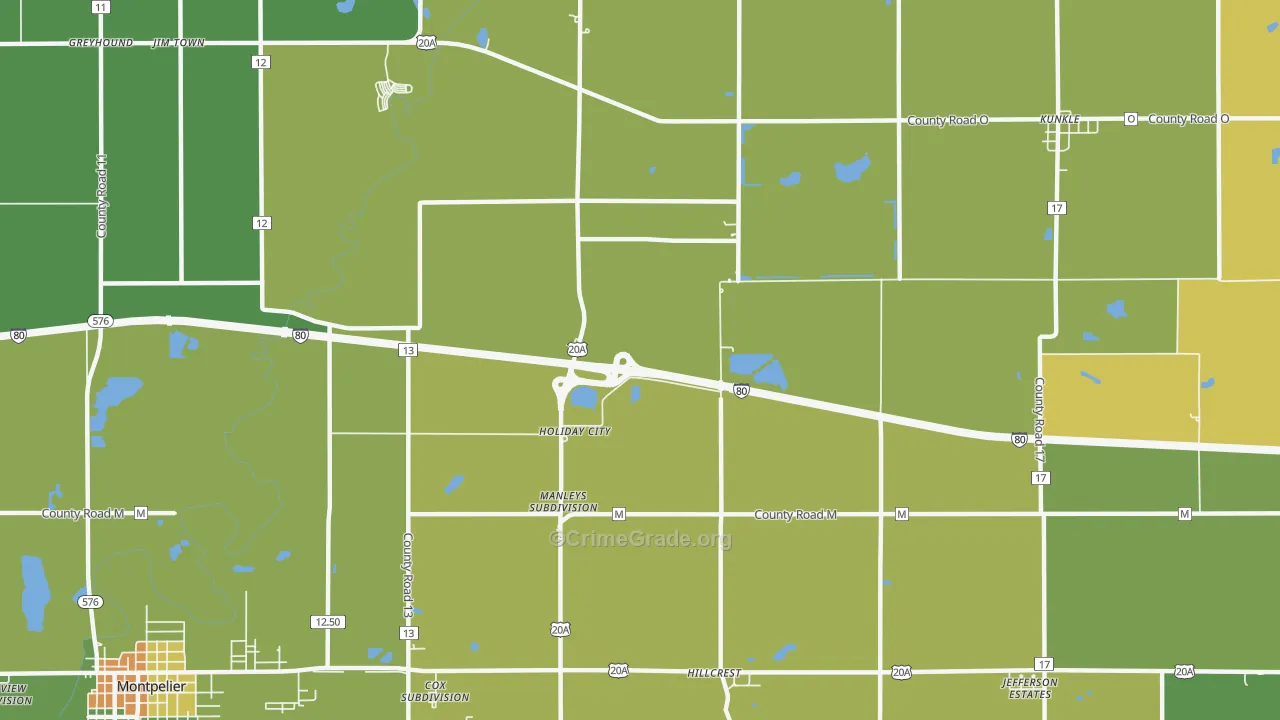 Holiday City, OH Map of Drug-Related Crime Rates