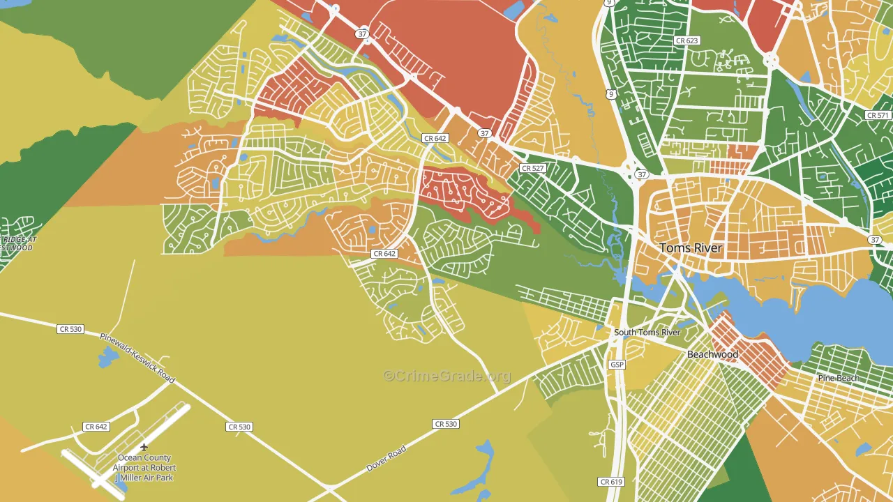 Holiday City South, NJ Map of Drug-Related Crime Rates
