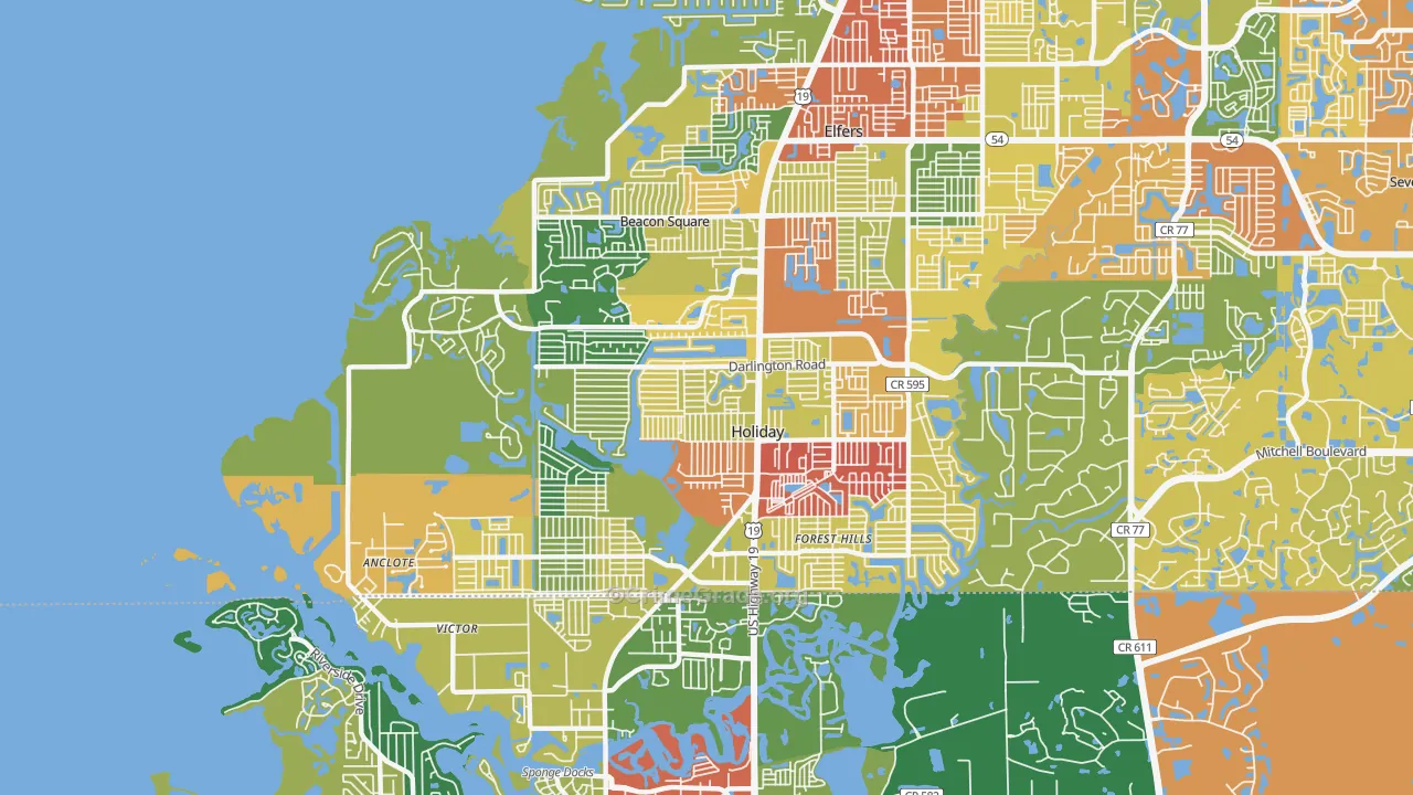 Holiday, FL Map of Drug-Related Crime Rates