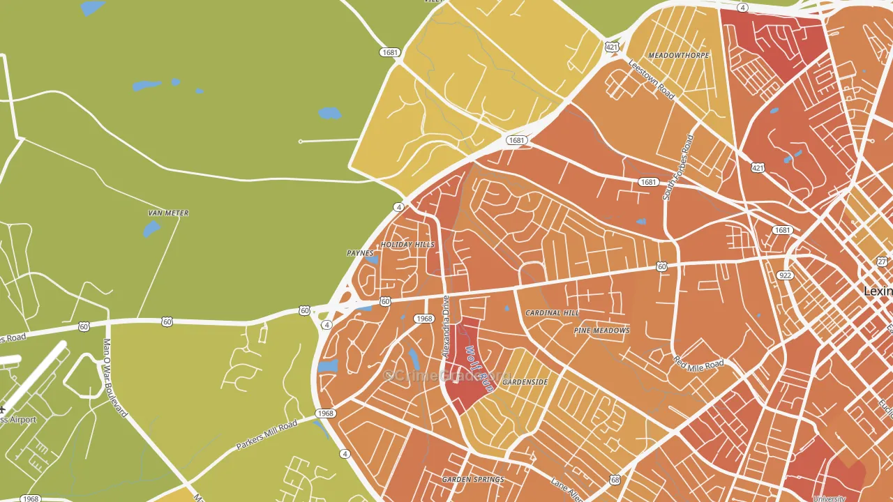 Holiday Hills, Lexington, KY Map of Drug-Related Crime Rates