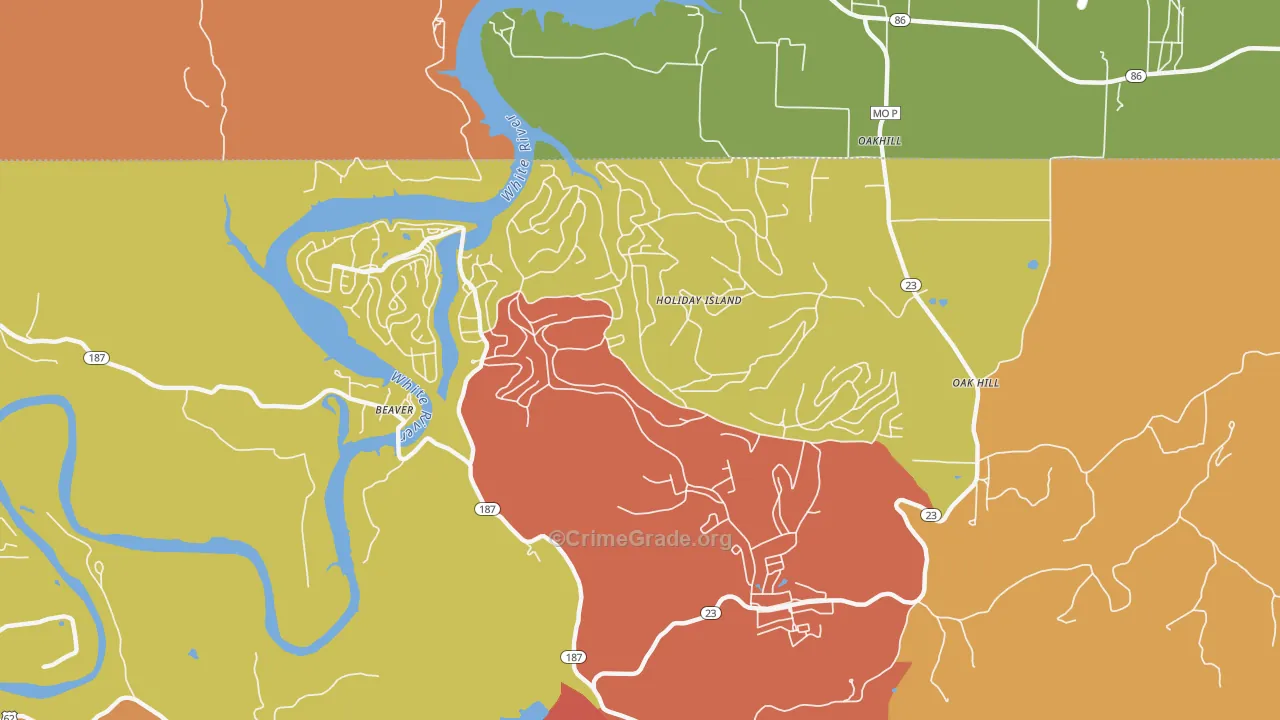 Holiday Island, AR Map of Drug-Related Crime Rates