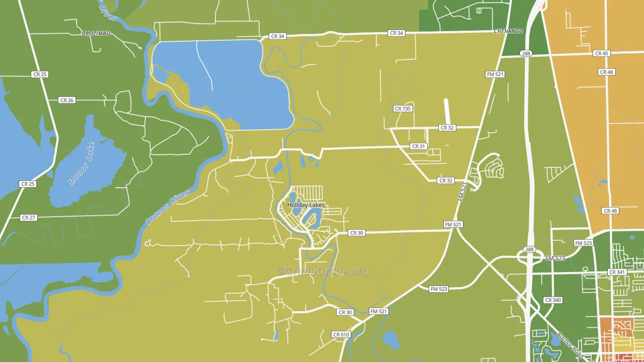 Holiday Lakes, TX Map of Drug-Related Crime Rates