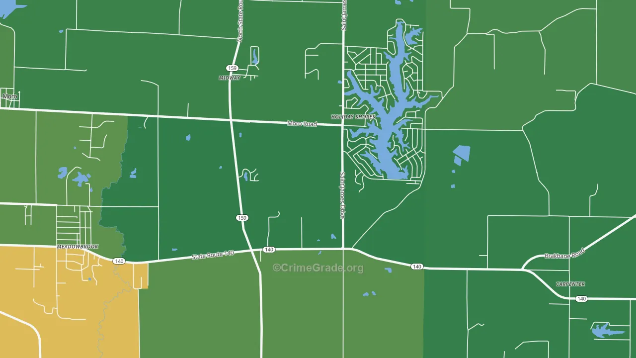 Holiday Shores, IL Map of Drug-Related Crime Rates