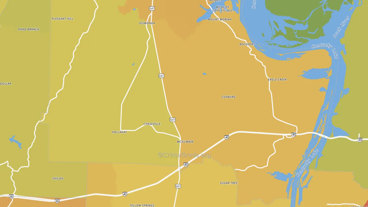 Holladay, TN Map of Drug-Related Crime Rates