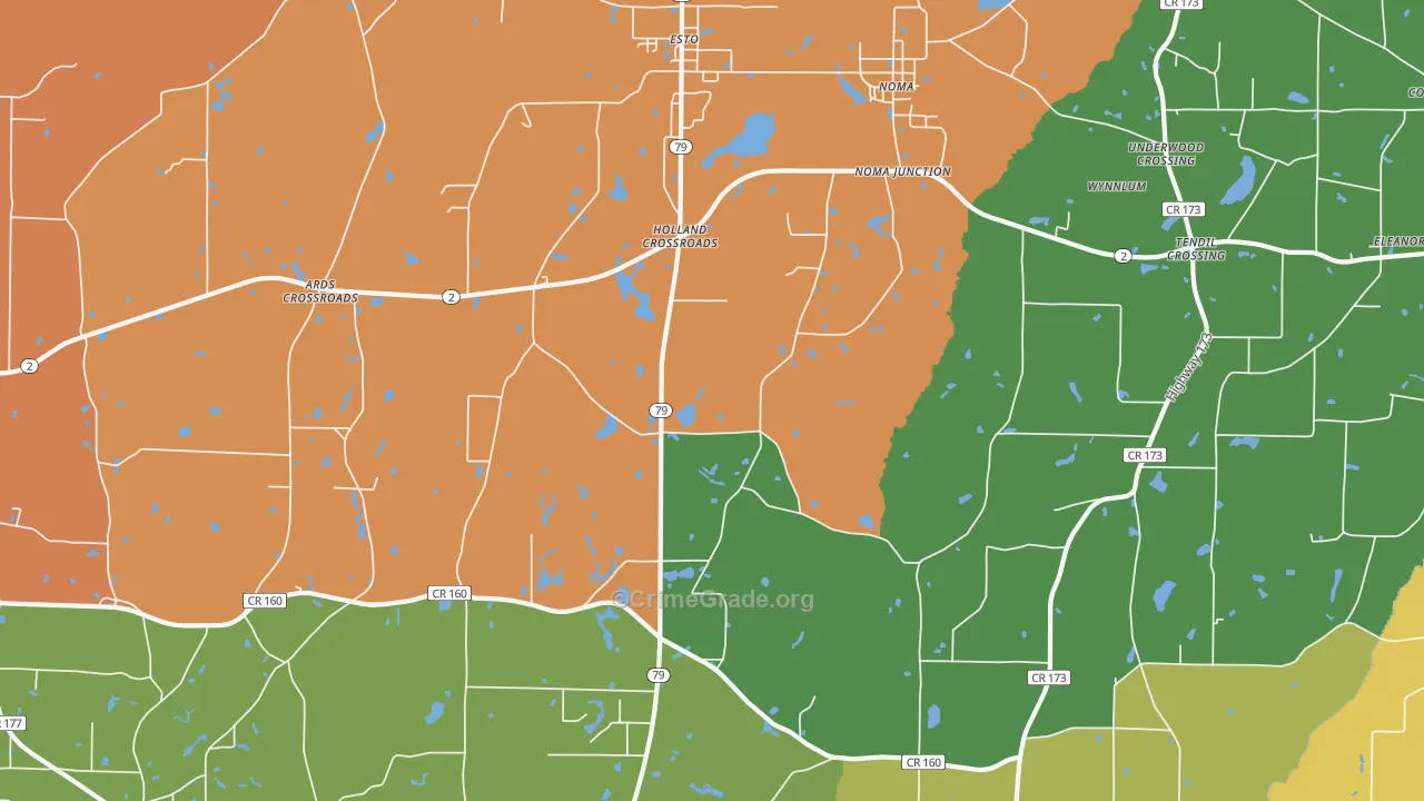 Holland Crossroads, FL Map of Drug-Related Crime Rates