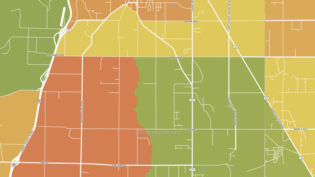 Holland Gin, AL Map of Drug-Related Crime Rates