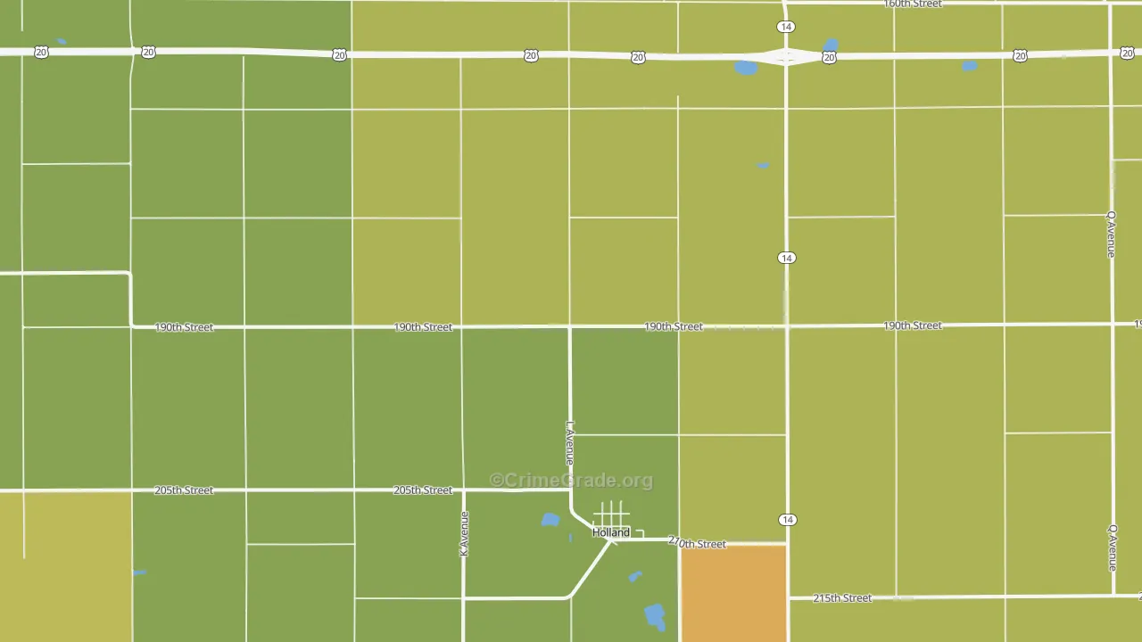 Holland, IA Map of Drug-Related Crime Rates