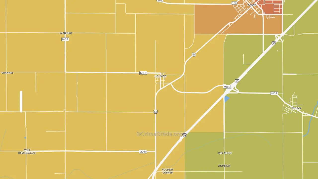 Holland, MO Map of Drug-Related Crime Rates